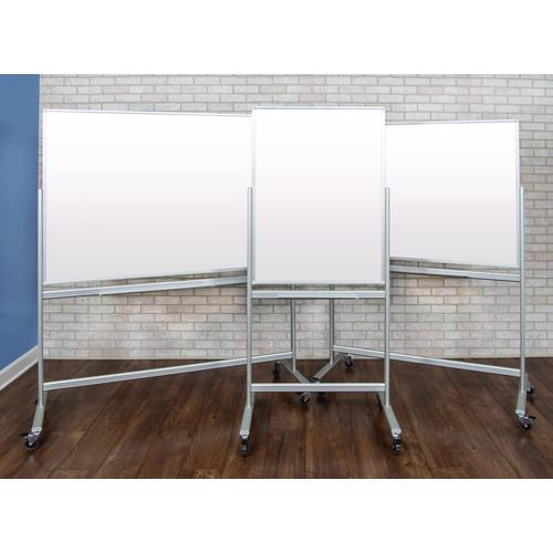 Mobile Magnetic Glass Dry Erase Board, 48" x 36", White Surface, Silver Aluminum Frame - Image 6