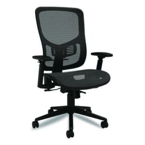 Alera Hollins Ergonomic Mesh Swivel Task Chair, Supports Up to 275lb, 18.57 to 22.54 Seat Height, Black Seat/Back, Black Base