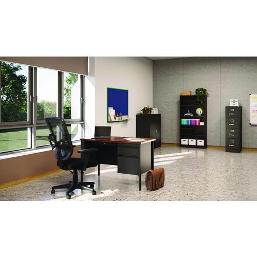 Single Pedestal Steel Desk, 45" x 24" x 29.5", Mocha/Black, Black Legs - Image 9
