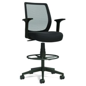 Alera Wessex Drafting Stool, Mesh Back, Supports Up to 275 lb, 27.95 to 33.66 Seat Height, Black Seat, Black Back, Black Base