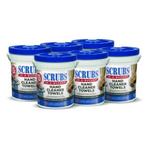 Hand Cleaner Towels, 1-Ply, 10 x 12, Citrus, Blue/White, 72/Bucket, 6 Buckets/Carton