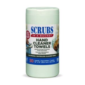 Hand Cleaner Towels, 1-Ply, 10 x 12, Citrus, Blue/White, 30/Canister