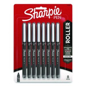 Professional Design Rollerball Pen, Stick, Fine 0.5 mm, Black Ink, Black Barrel, 8/Pack