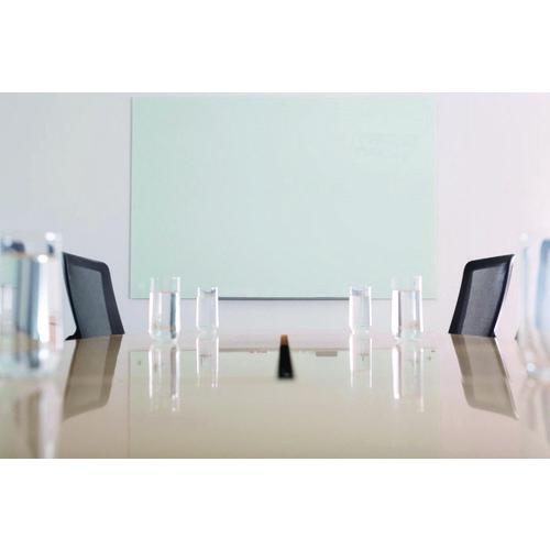 Magnetic Wall-Mounted Glass Board, 48" x 36", White Surface, Silver Aluminum Frame - Image 4