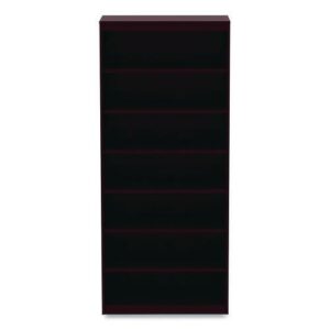 Alera Valencia Series Square Corner Bookcase, Seven-Shelf, 35.63w x 11.81d x 83.86h, Mahogany