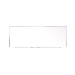 Two-Piece M1 Porcelain Magnetic Whiteboard, 120.75" x 48.5", White Surface, Satin Aluminum Frame