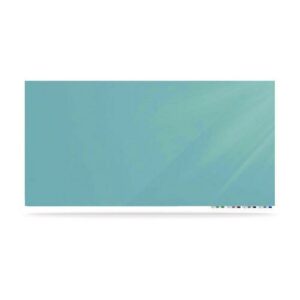 Aria Low-Profile Frameless Magnetic Glassboard, 60" x 36", Denim Blue Surface