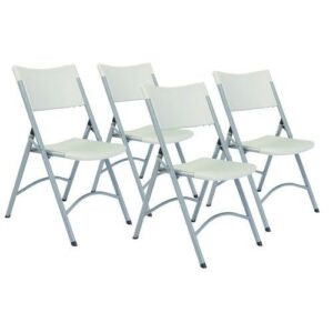 600 Series Heavy Duty Plastic Folding Chair, Supports Up to 500 lb, 18" Seat Height, Gray Seat/Back/Base, 4/Pack