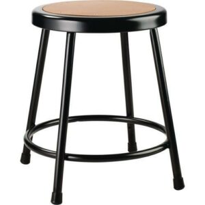 6200 Series Heavy Duty Steel Stool, Backless, Supports Up to 500 lb, 18" Seat Height, Brown Seat, Black Base