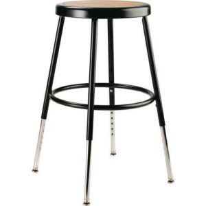 6200 Series Height Adjustable Heavy Duty Steel Stool, Backless, Supports 500lb,19' to 27' Seat Height, Brown Seat, Black Base