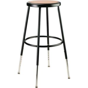 6200 Series Height Adjustable Heavy Duty Steel Stool, Backless, Supports 500lb, 25" to 33" Seat Height, Brown Seat/Black Base