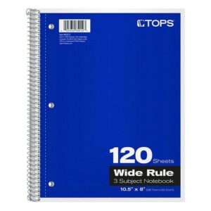 Coil-Lock Wirebound Notebook, 3-Hole Punch, 3-Subject, Legal Rule, Randomly Assorted Covers, (120) 10.5 x 8 Sheets