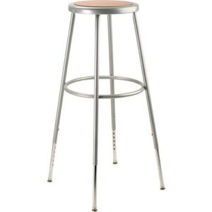 6200 Series Height Adjustable Heavy Duty Steel Stool, Backless, Supports 500lb, 31" to 39" Seat Height, Brown Seat, Gray Base