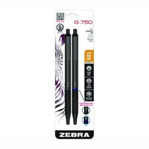 G-750 Gel Pen, Retractable, Medium 0.7 mm, Black; Blue Ink, Black Barrel, 2/Pack