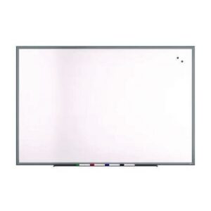 Magnetic Porcelain Dry Erase Board, 72" x 48", White Surface, Gray/Natural Aluminum Frame
