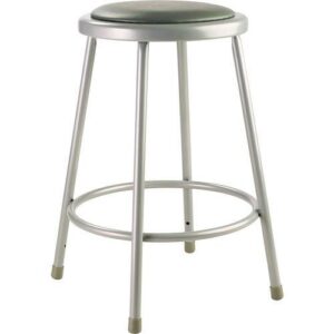 6400 Series Fixed Height Heavy Duty Vinyl Padded Steel Stool, Backless, Supports 500 lb, 24" Seat Height, Gray Seat/Base