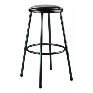 6400 Series Fixed Height Heavy Duty Vinyl Padded Steel Stool, Backless, Supports 500 lb, 30" Seat Height, Black Seat/Base
