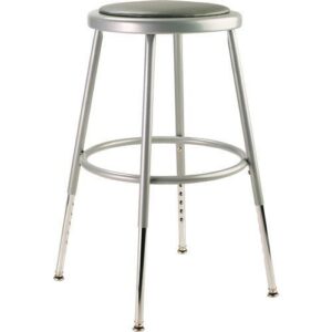 6400 Series Height Adjustable HD Vinyl Padded Steel Stool, Backless, Supports 500 lb, 18.5"-26.5" Seat Height, Gray Seat/Base