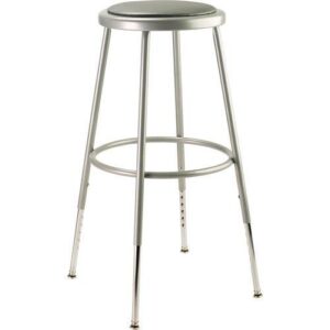 6400 Series Height Adjustable Heavy Duty Vinyl Padded Steel Stool, Supports 500 lb, 25" to 33" Seat Height, Gray Seat/Base