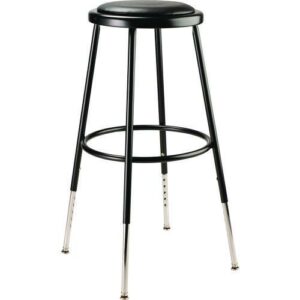 6400 Series Height Adjustable Heavy Duty Vinyl Padded Steel Stool, Supports 500 lb, 25" to 33" Seat Height, Black Seat/Base