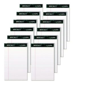 Docket Ruled Perforated Pads, Narrow Rule, 50 White 5 x 8 Sheets, 12/Pack