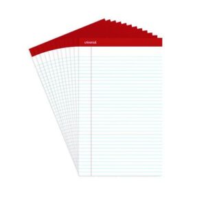 Perforated Ruled Writing Pads, Wide/Legal Rule, Red Headband, 50 White 8.5 x 14 Sheets, Dozen
