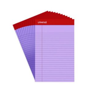 Colored Perforated Ruled Writing Pads, Narrow Rule, 50 Orchid 5 x 8 Sheets, Dozen