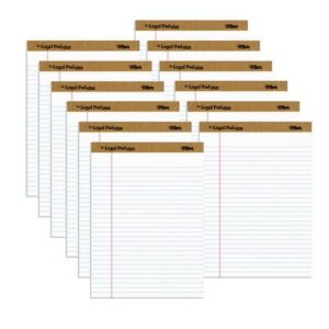 "The Legal Pad" Plus Ruled Perforated Pads with 40 pt. Back, Wide/Legal Rule, 50 White 8.5 x 11.75 Sheets, Dozen