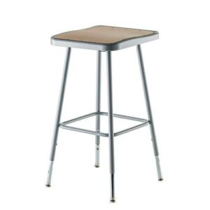 6300 Series Height Adjust Heavy Duty Square Seat Steel Stool, Backless, 500lb, 23.75" to 31.75" Height, Brown Seat, Gray Base