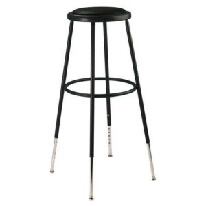 6400 Series Height Adjustable HD Vinyl Padded Steel Stool, Supports 500 lb, 30.5" to 38.5" Seat Height, Black Seat/Base