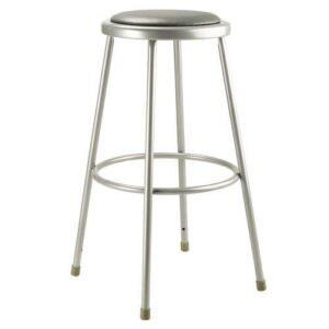 6400 Series Fixed Height Heavy Duty Vinyl Padded Steel Stool, Backless, Supports 500 lb, 30" Seat Height, Gray Seat/Base