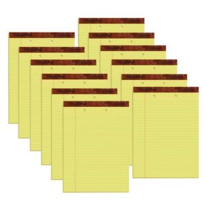 "The Legal Pad" Ruled Perforated Pads, Top 2-Hole Punch, Wide/Legal Rule, 50 Canary-Yellow 8.5 x 11.75 Sheets, Dozen