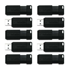 PinStripe USB 2.0 Flash Drive, 32 GB, Black, 10/Pack