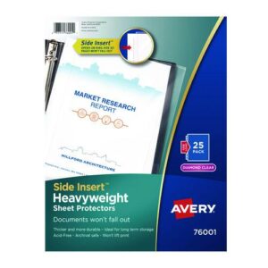 Heavyweight Side-Load Diamond Clear Sheet Protector, Top: 3-Hole Punched, 11 x 8.5 Insert, Clear Front, 25/Pack