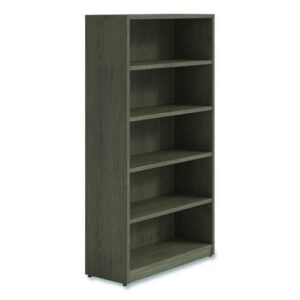 Alera Seville Bookcase, Five-Shelf, 36w x 14d x 65h, Walnut