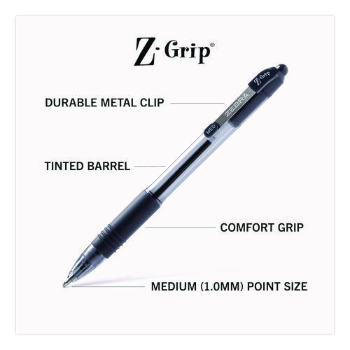 Z-Grip Ballpoint Pen, Retractable, Medium 1 mm, Black Ink, Clear/Black Barrel, 18/Pack - Image 3