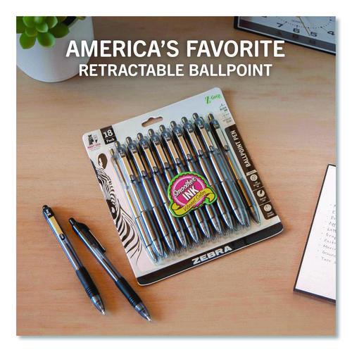 Z-Grip Ballpoint Pen, Retractable, Medium 1 mm, Black Ink, Clear/Black Barrel, 18/Pack - Image 4