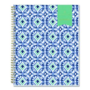 Day Designer Tile Weekly/Monthly Planner, Geometric Artwork, 11 x 8.5, Blue/White Cover, 12-Month (Jan to Dec): 2025
