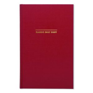 Classic Hardbound Daily Planner, 12.5 x 8, Red/Gold Cover, 12-Month (Jan to Dec): 2025