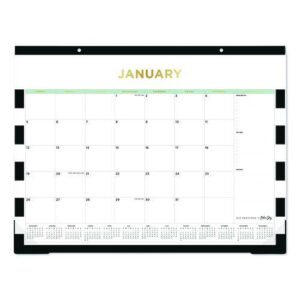 Day Designer Rugby Stripe Desk Pad Calendar, 22 x 17, White/Black Sheets, 12-Month (Jan to Dec): 2025