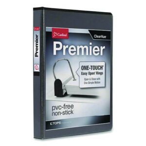 Premier Easy Open ClearVue Locking Slant-D Ring Binder, 3 Rings, 1" Capacity, 11 x 8.5, Black