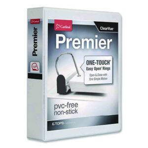 Premier Easy Open ClearVue Locking Slant-D Ring Binder, 3 Rings, 1.5" Capacity, 11 x 8.5, White