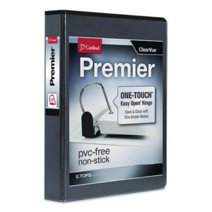 Premier Easy Open ClearVue Locking Slant-D Ring Binder, 3 Rings, 1.5" Capacity, 11 x 8.5, Black