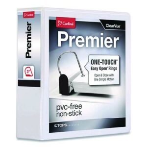 Premier Easy Open ClearVue Locking Slant-D Ring Binder, 3 Rings, 3" Capacity, 11 x 8.5, White
