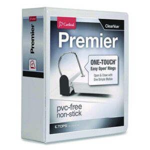 Premier Easy Open ClearVue Locking Slant-D Ring Binder, 3 Rings, 4" Capacity, 11 x 8.5, White