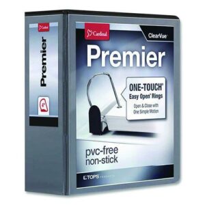 Premier Easy Open ClearVue Locking Slant-D Ring Binder, 3 Rings, 4" Capacity, 11 x 8.5, Black