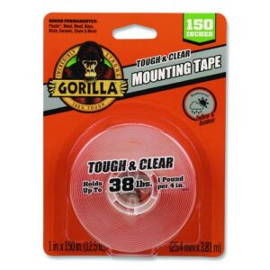 Tough and Clear Double-Sided Mounting Tape, Permanent, Holds Up to 0.25 lb per Inch, 1" x 12.5 ft, Clear