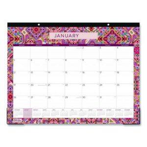 Amalia Desk Pad Calendar, Mandala Artwork, 22 x 17, White/Multicolor Sheets, Black Headband, 12-Month (Jan to Dec): 2025