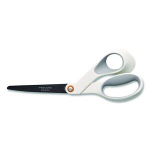 Premier SoftGrip Nonstick Scissors, 9.75" Long, 8" Cut Length, Offset White Handle
