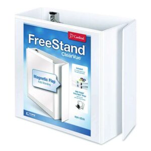 FreeStand Easy Open Locking Slant-D Ring Binder, 3 Rings, 5" Capacity, 11 x 8.5, White